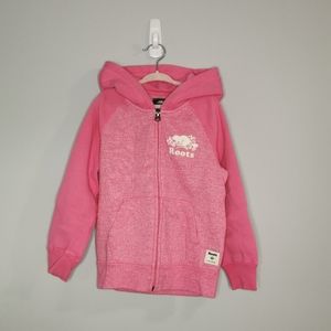 ROOTS Pink Zip Up Hoodie Size Small (5-6 years old)
